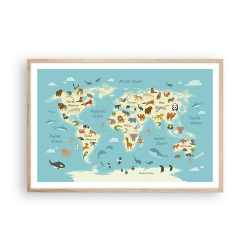 Poster în ramă de stejar deschis - Vecini buni - 91x61 cm