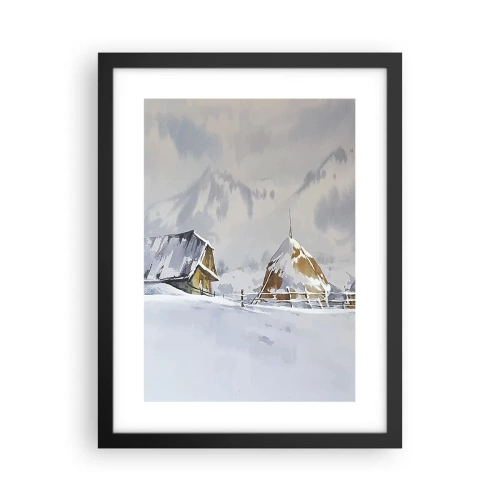 Poster în ramă neagră - Într-o vale înzăpezită - 30x40 cm