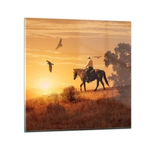 Tablou pe sticlă - Singur peste prerie - 30x30 cm