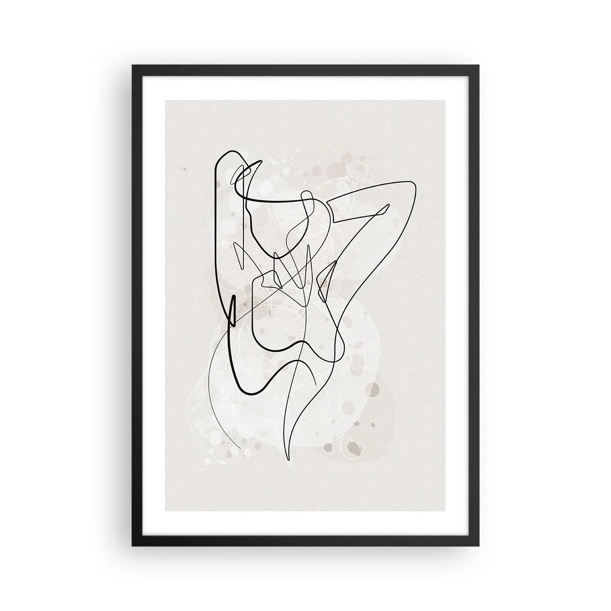 Poster în ramă neagră - Linie abstractă reprezentând silueta unei femei - 50x70cm - Arta seducției - Decorațiune modernă pentru perete pentru living și dormitor ARTTOR