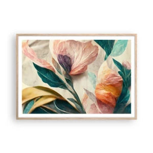 Poster în ramă de stejar deschis - Flori din insulele sudice - 100x70 cm