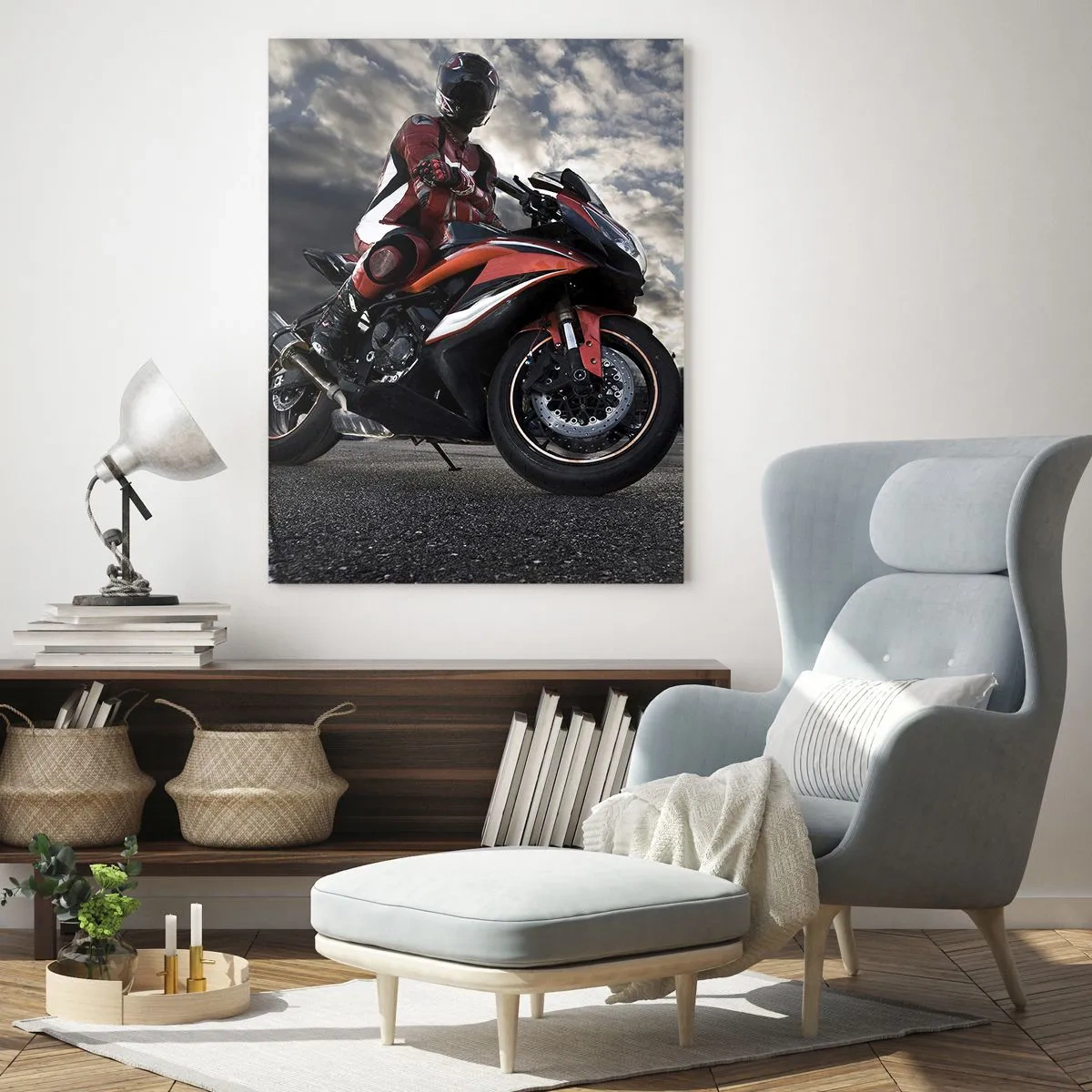 Tablou pe sticlă - Călărețul întunecat - 80x120 cm
