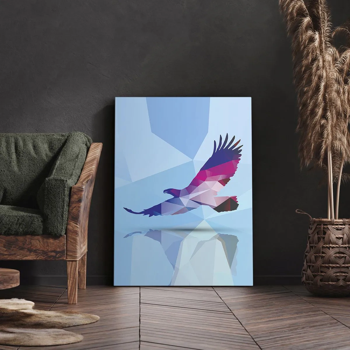 Tablou pe pânză - Vultur în cristal liliachiu - 45x80 cm