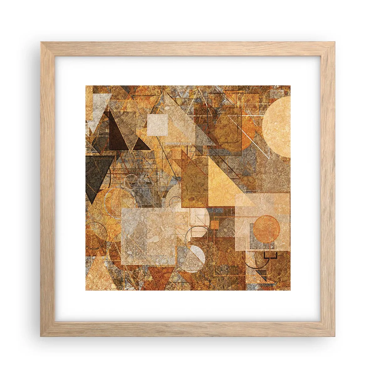 Poster în ramă de stejar deschis - Studiu cubist de bronz - 30x30 cm