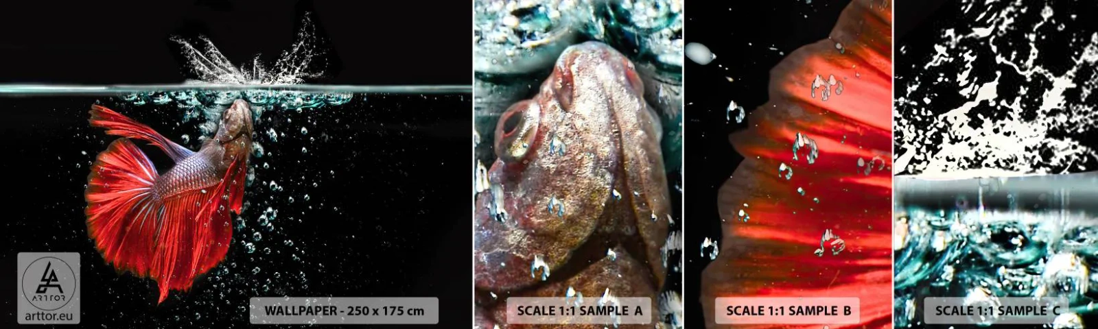 Mostră tapet autocolant Deluxe Sticker - Aveți trei dorințe - Abstracția, Acvariu, Peşte - 100x30 cm