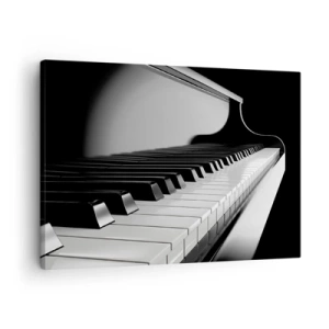 Tablou pe pânză Canvas - Clape de pian într-o fotografie elegantă alb-negru - 70x50cm - Armonia formelor și a culorilor - Decorațiune modernă pentru perete pentru living și dormitor ARTTOR