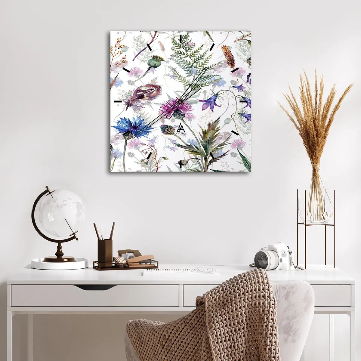 Ceas de perete - Ceas pe sticlă - Ierbarul polonez - 40x40 cm