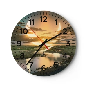 Ceas de perete - Ceas pe sticlă - Undeva într-o galaxie foarte, foarte îndepărtată - 40x40 cm