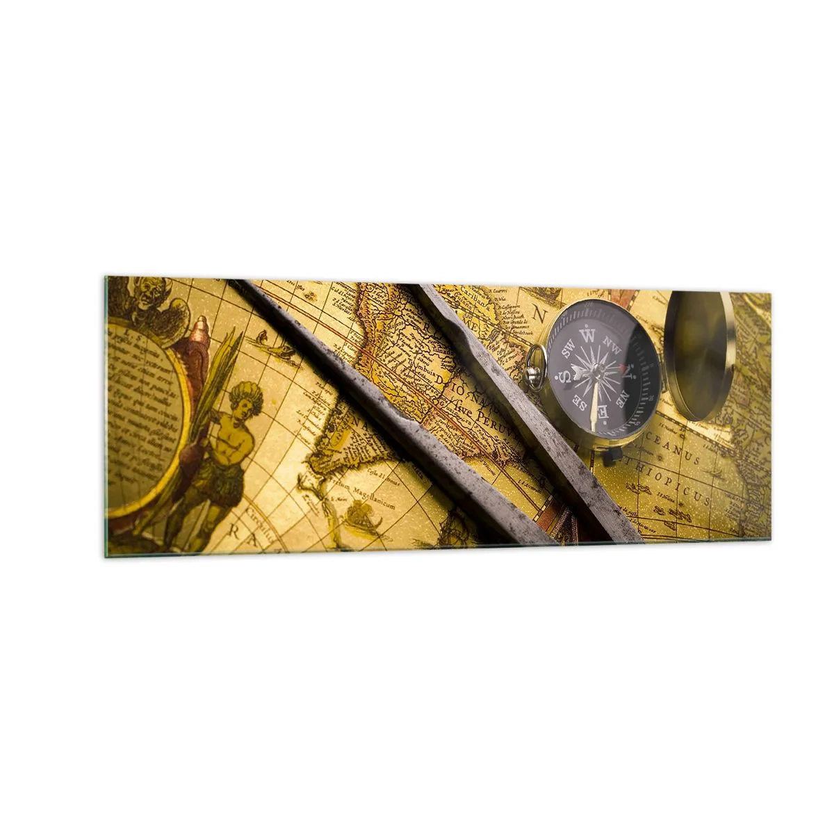 Tablou pe sticlă - Unde sunt aceste comori? - 140x50 cm