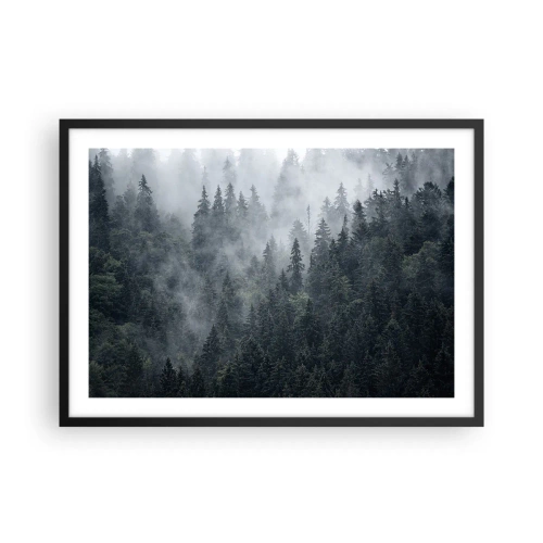 Poster în ramă neagră - Zori de pădure - 70x50 cm