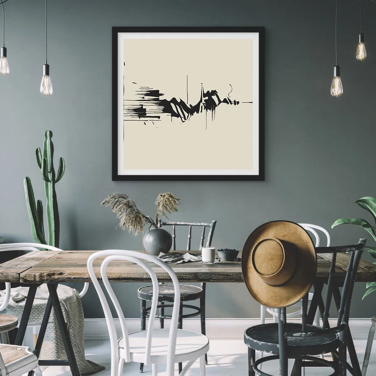 Poster în ramă neagră - Abstracție pripită - 60x60 cm