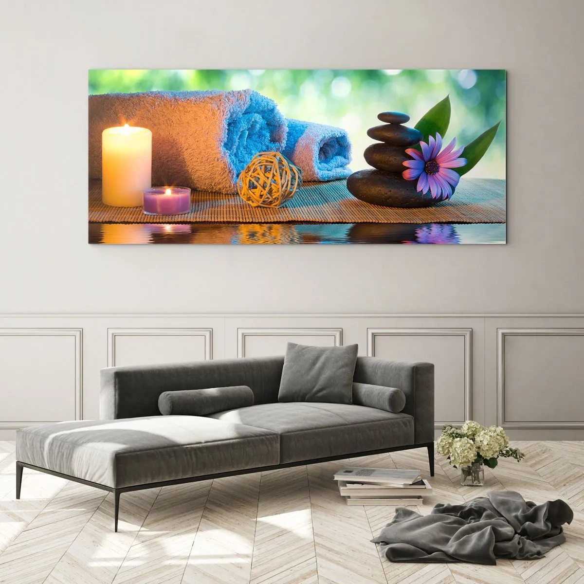 Tablou pe sticlă - Timp pentru corp - 90x30 cm