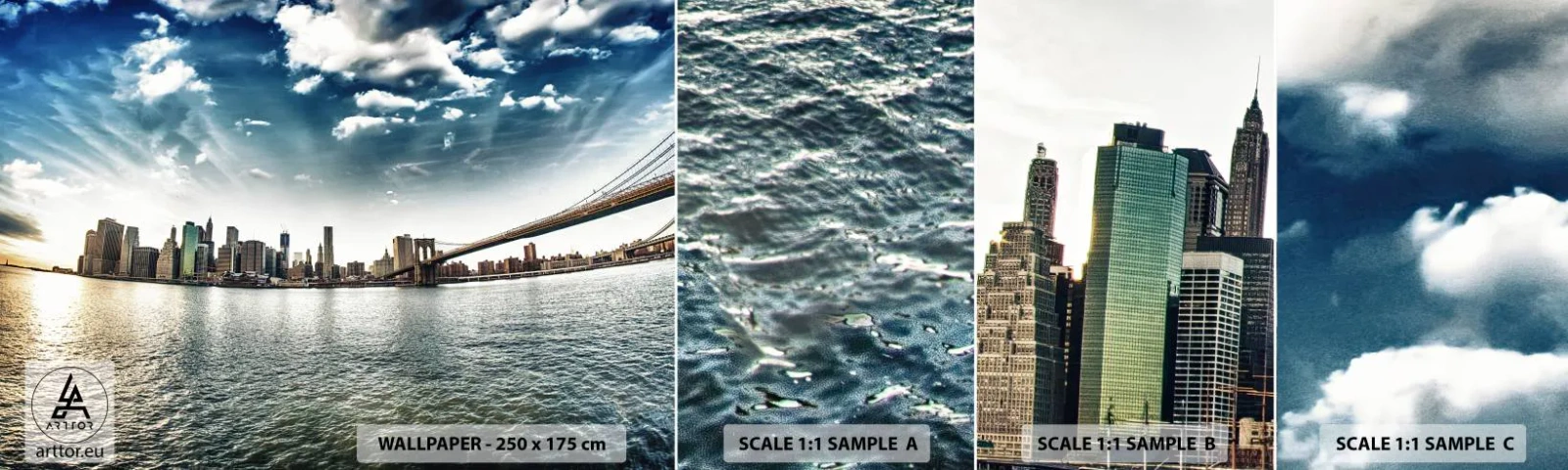 Mostră tapet autocolant Deluxe Sticker - Insula de sticlă - Oraș, New York, Arhitectură - 100x30 cm