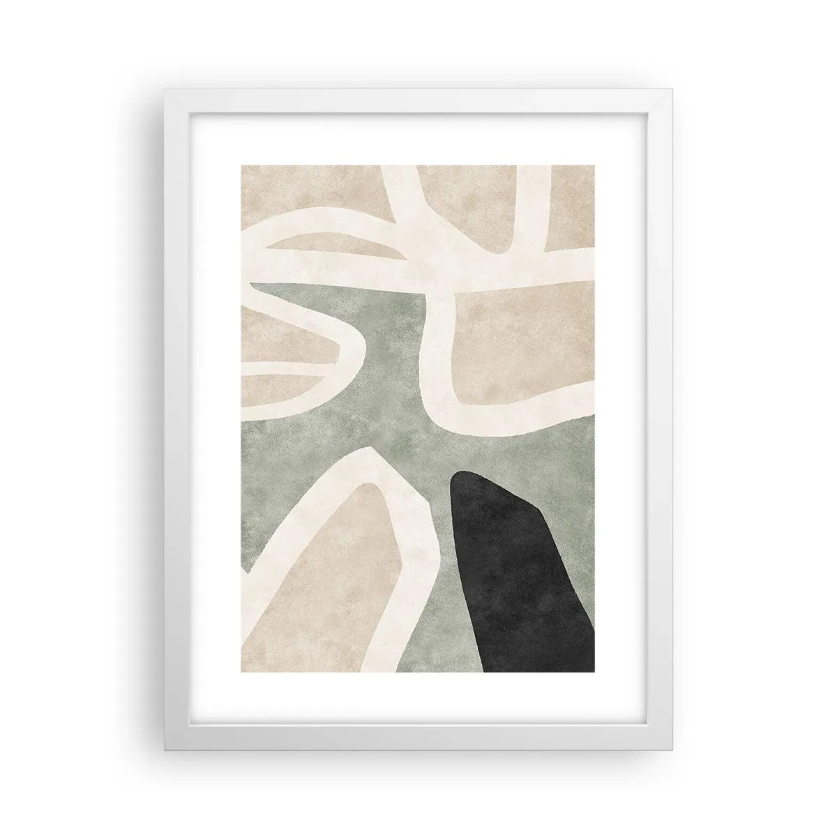 Poster în ramă albă - Compoziție cu motiv negru - 30x40 cm