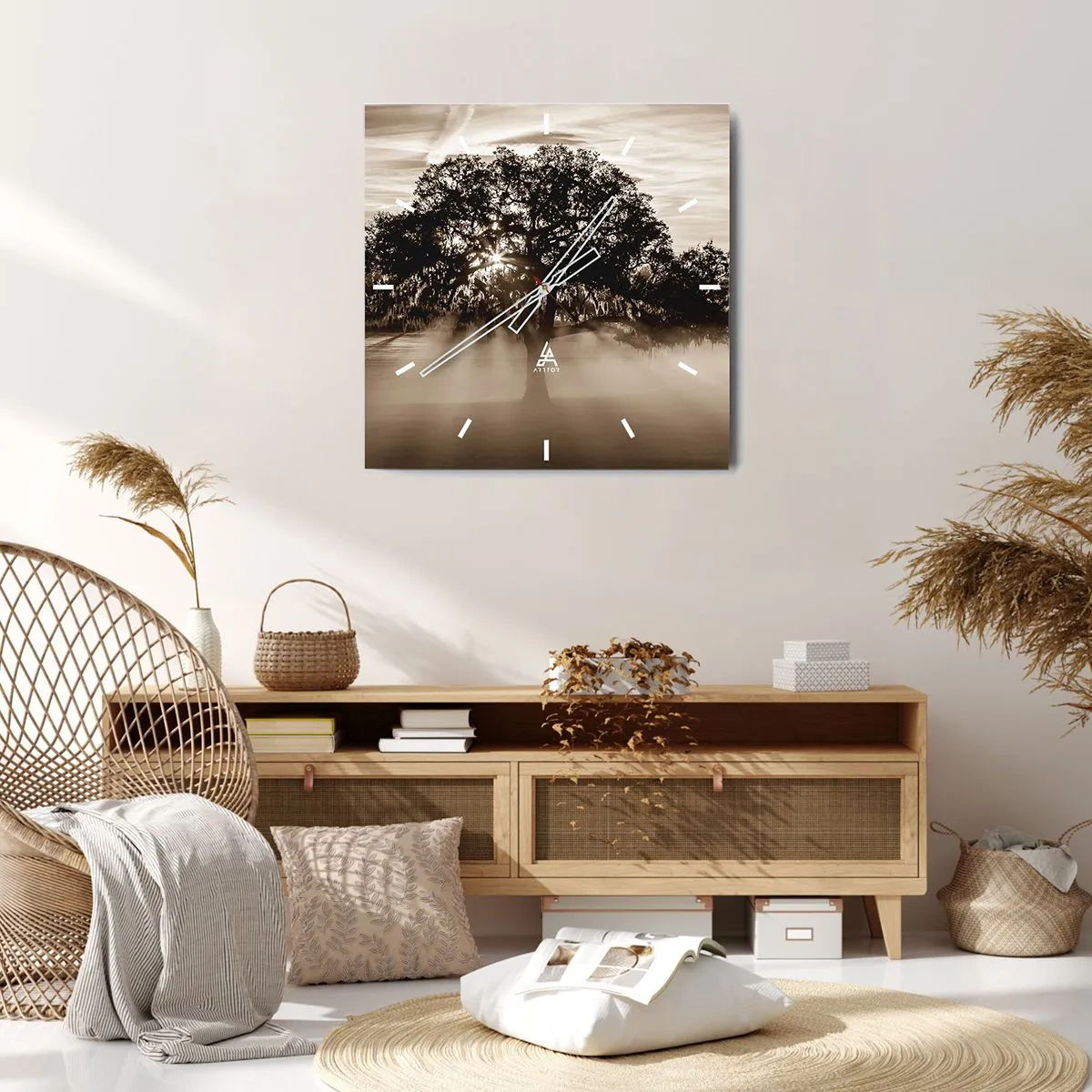 Ceas de perete - Ceas pe sticlă - Un copac de vești bune - 40x40 cm