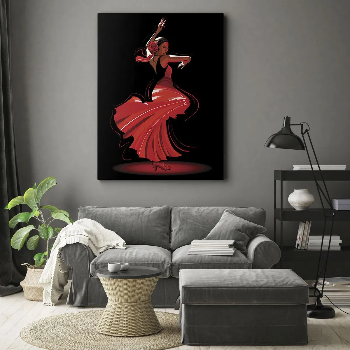 Tablou pe pânză - Spiritul înflăcărat al flamenco-ului - 45x80 cm