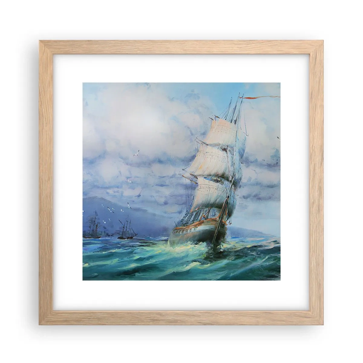 Poster în ramă de stejar deschis - Vânturi bune - 30x30 cm