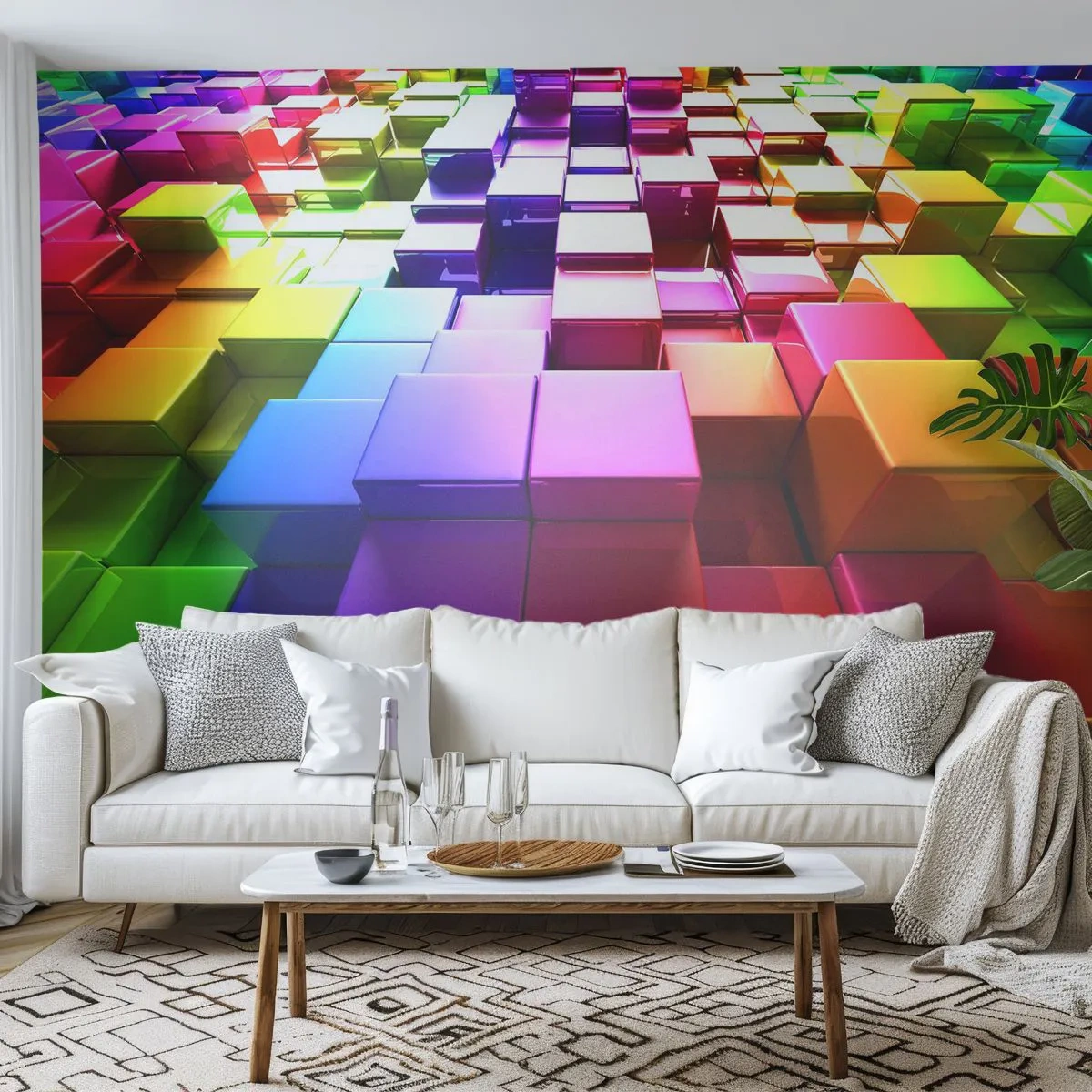 Tapet Premium Canvas - Op-art împreună ca o echipă - Abstracția, Grafică, 3D - 200x140 cm