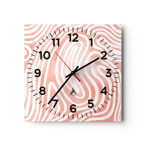 Ceas de perete - Ceas pe sticlă - Într-un labirint de coral - 30x30 cm
