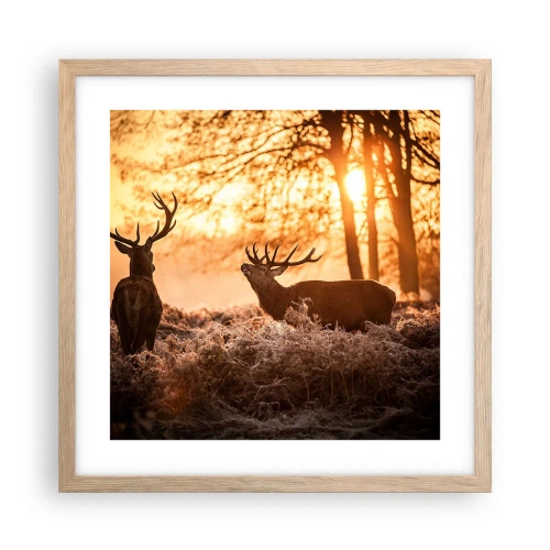 Poster în ramă de stejar deschis - Visul unui vânător - 40x40 cm