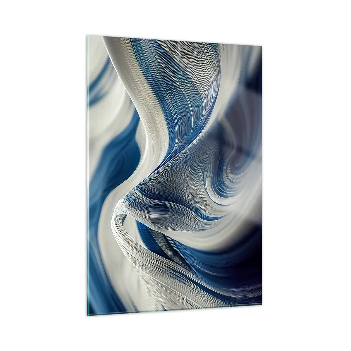 Tablou pe sticlă - Fluiditate de albastru și alb - 50x70 cm