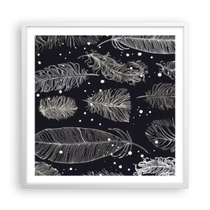 Poster în ramă albă - Dantelă cu pene - 60x60 cm