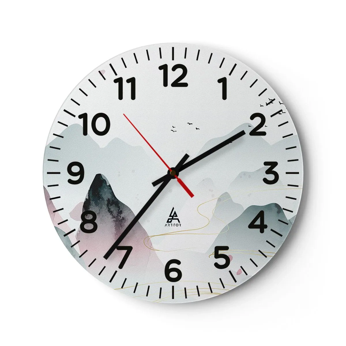 Ceas de perete - Ceas pe sticlă - Peste vârfuri - 40x40 cm