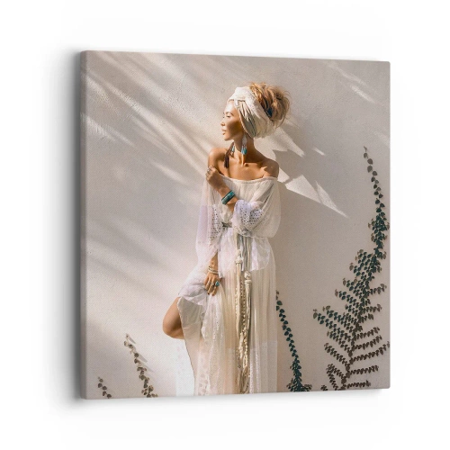 Tablou pe pânză - Soarele și fata - 40x40 cm