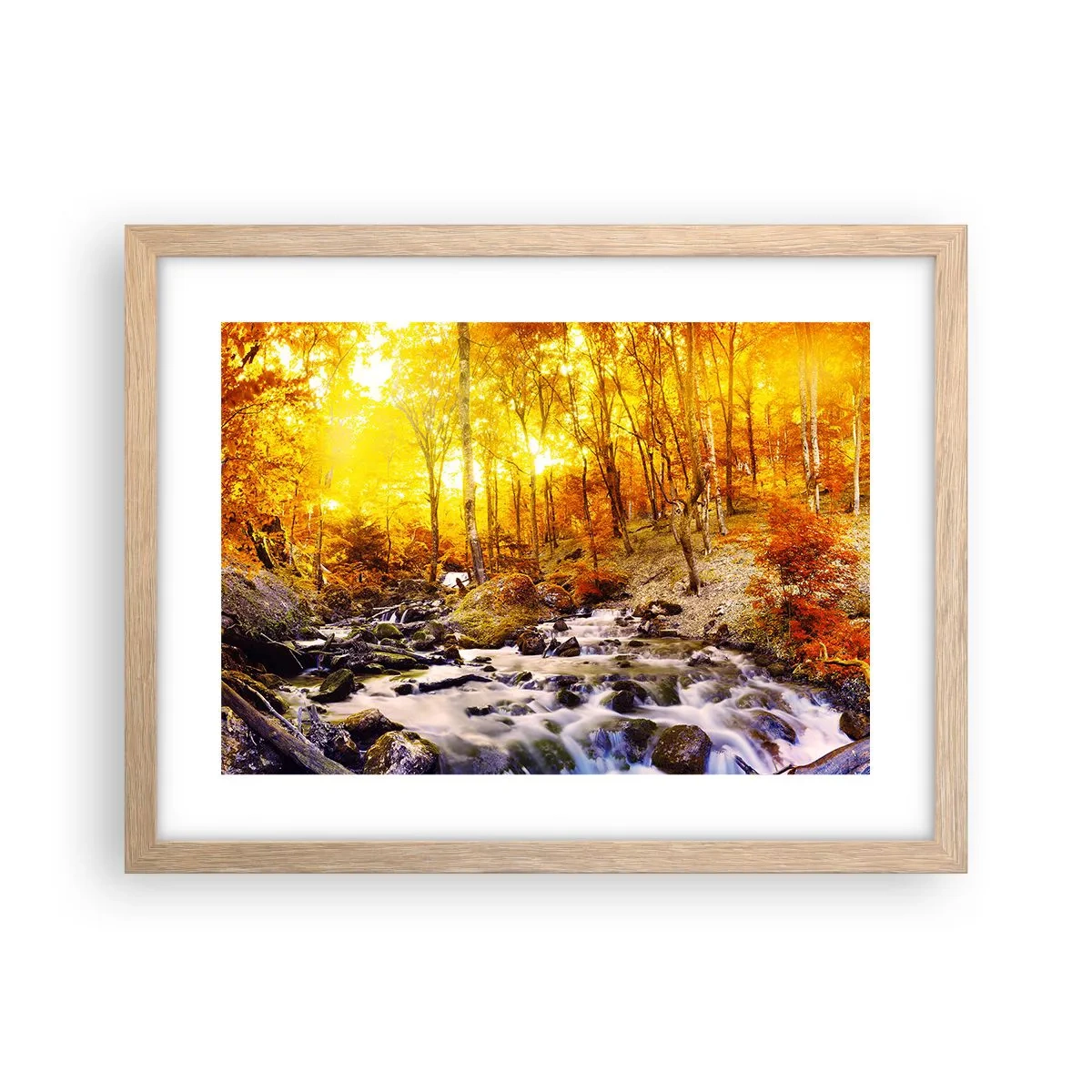 Poster în ramă de stejar deschis - Pietre montate în aur și platină - 40x30 cm