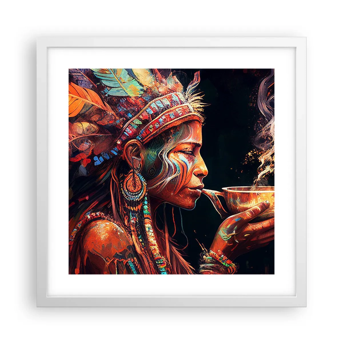 Poster în ramă albă - Ritual magic - 40x40 cm