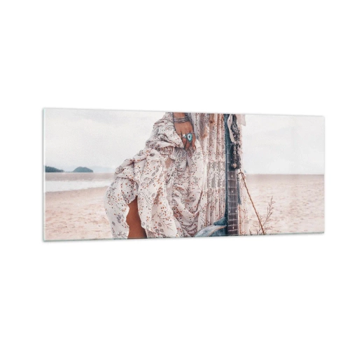 Tablou pe sticlă - Hippie pe drum - 100x40 cm