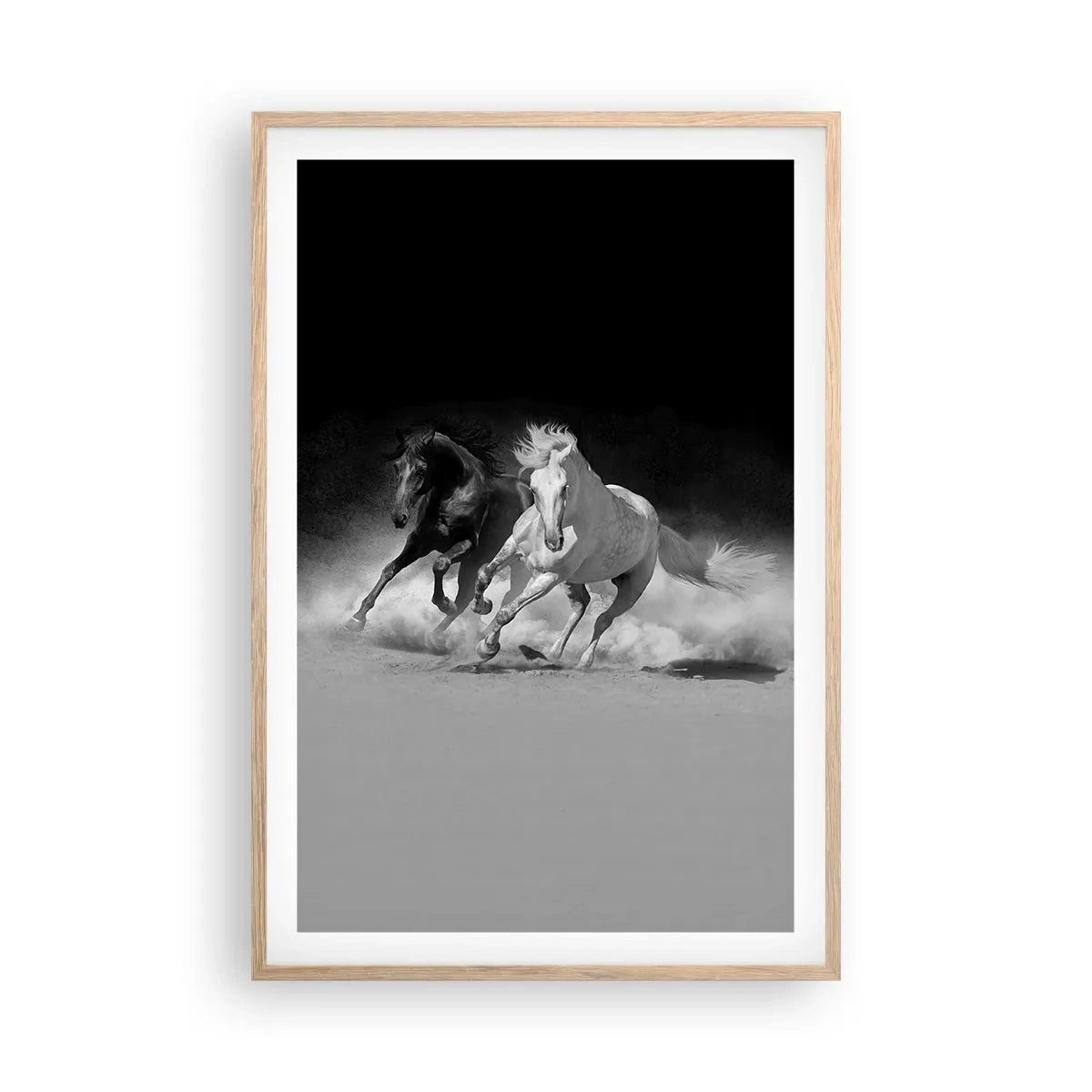 Poster în ramă de stejar deschis - Galopul libertății - 61x91 cm