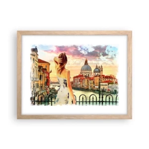 Poster în ramă de stejar deschis - Când vine vorba de aventură, doar în... - 40x30 cm