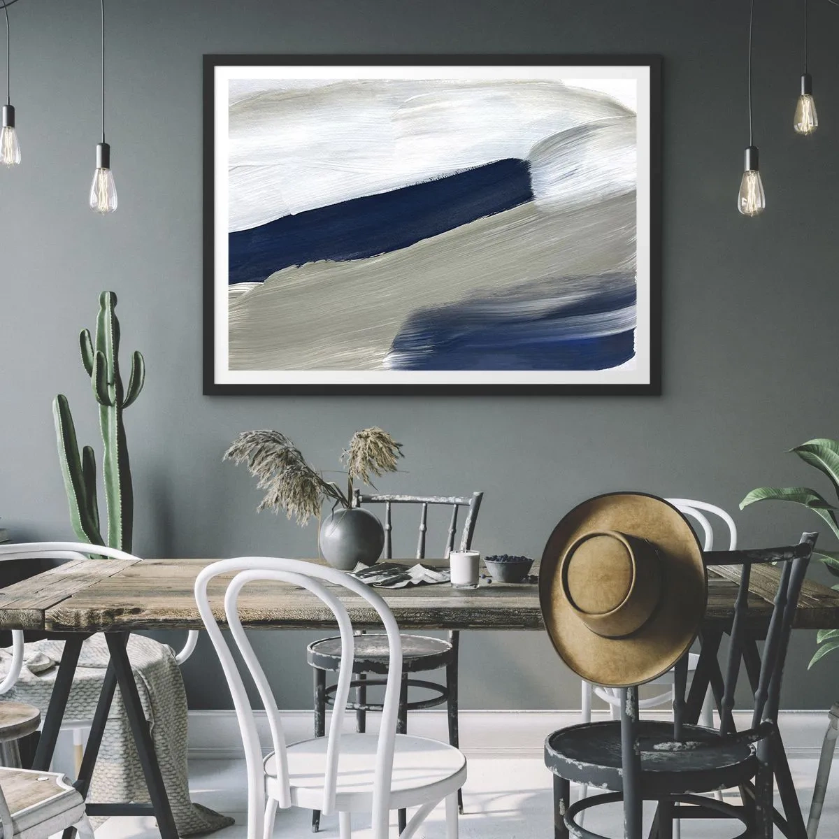 Poster în ramă neagră - Întâlnire cu albul - 70x50 cm