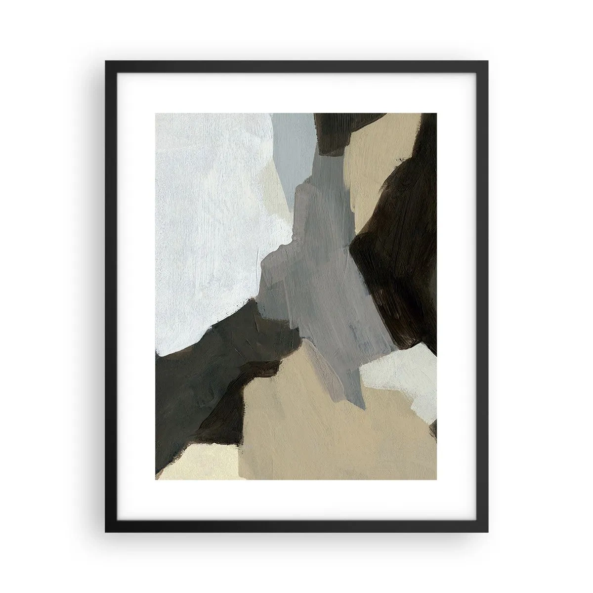 Poster în ramă neagră - Abstracție: despărțirile griului - 40x50 cm