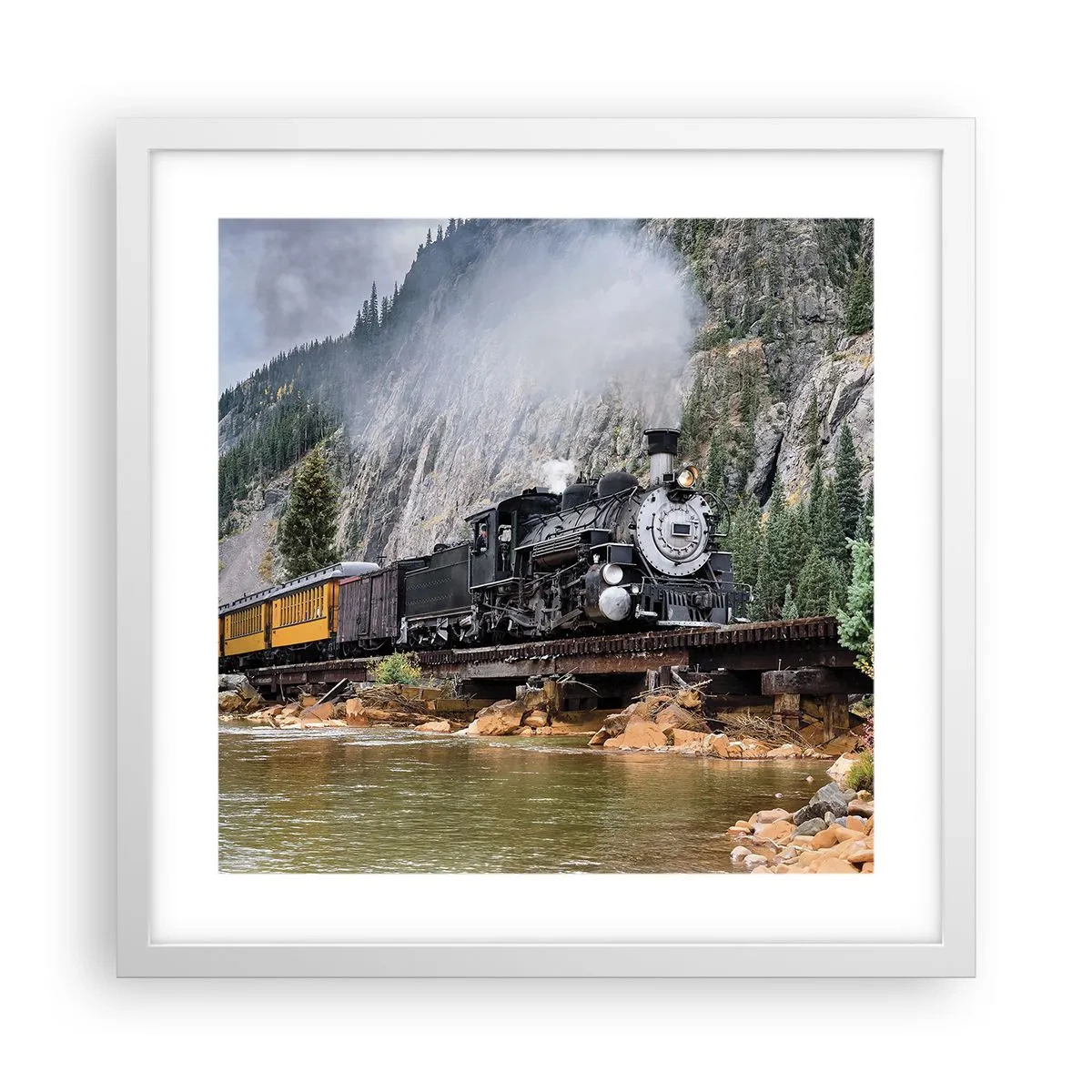 Poster în ramă albă - Și încotro? Unde? - 40x40 cm