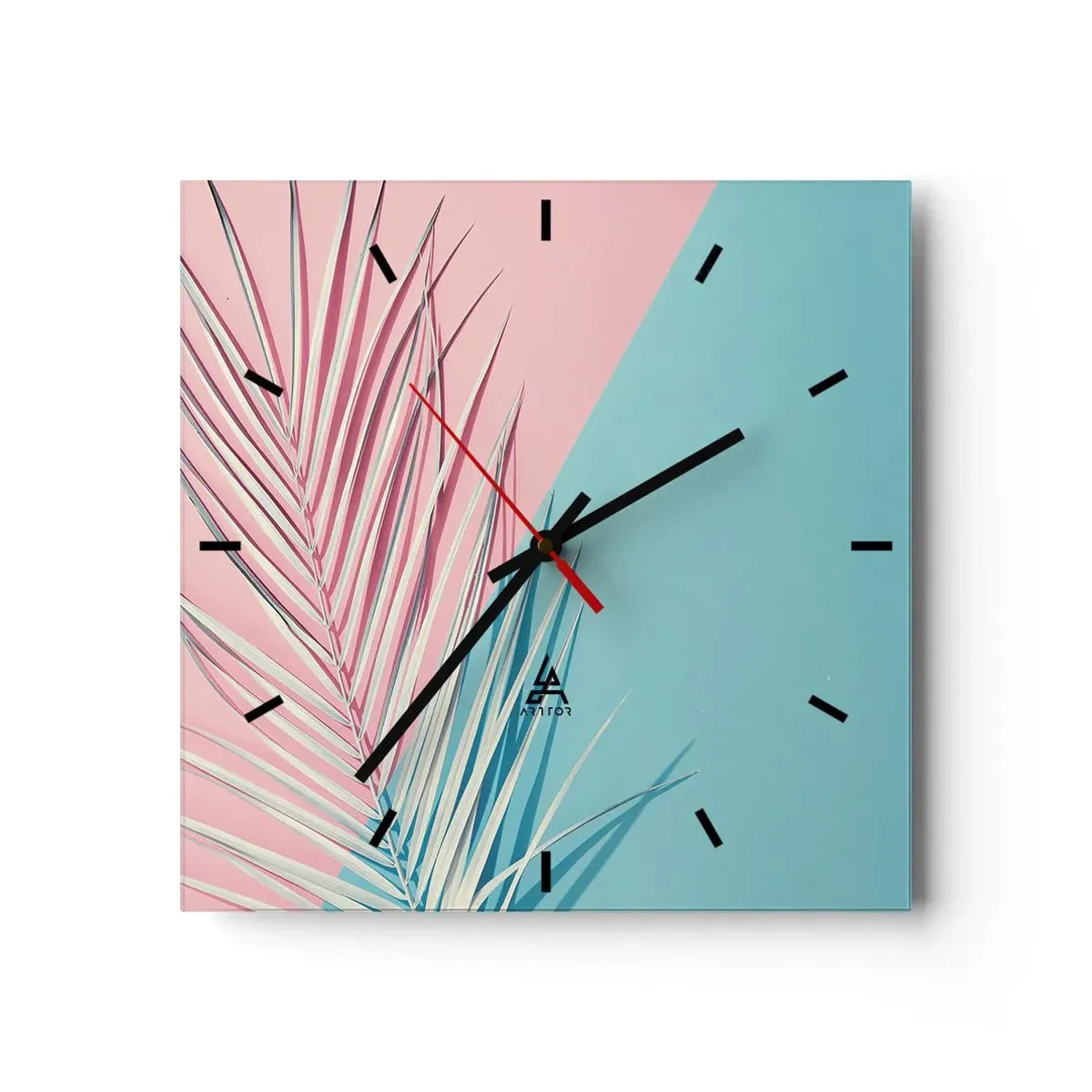 Ceas de perete - Ceas pe sticlă - Impresie tropicală - 30x30 cm