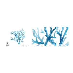 Mostră tapet autocolant Deluxe Sticker - Filigranul marin - Coral, Litoral, Minimalist - 100x30 cm