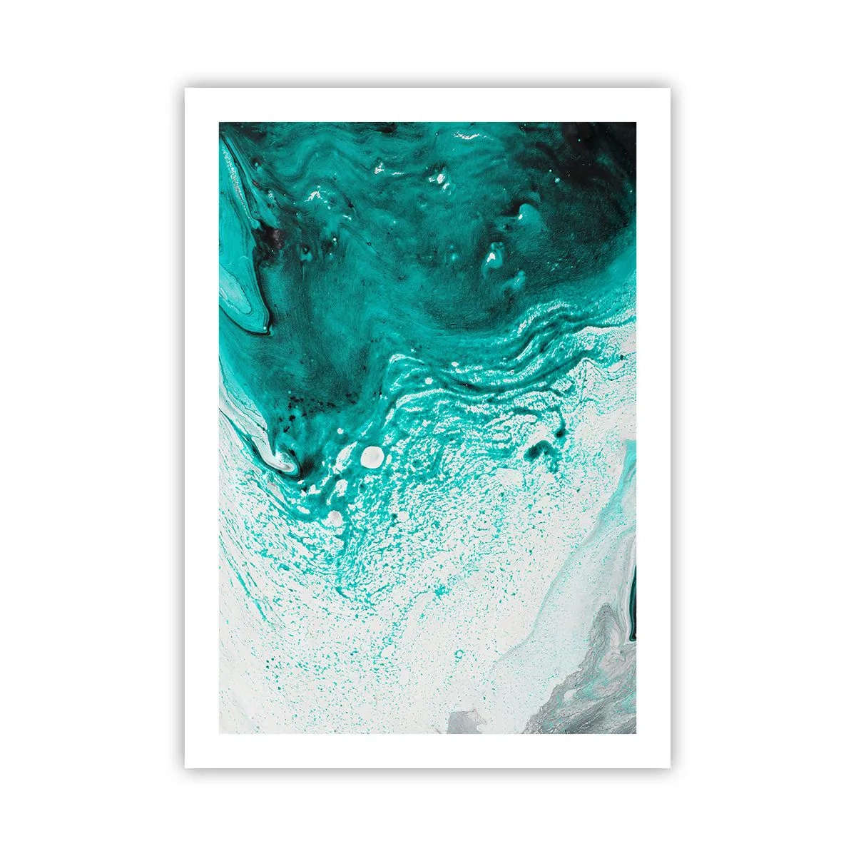 Poster - Dizolvându-se în alb și turcoaz - 50x70 cm