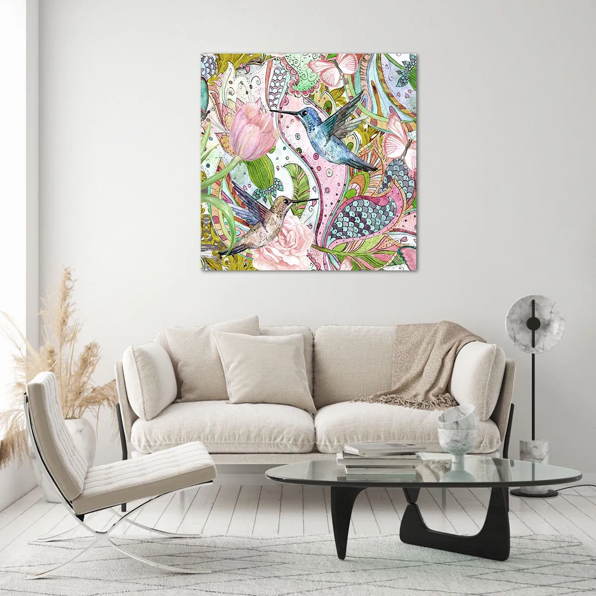 Tablou pe sticlă - Încurcat în viță de vie - 40x40 cm