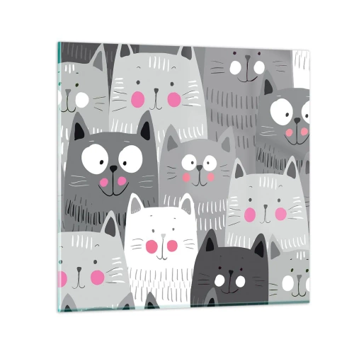 Tablou pe sticlă - Lumea felină - 30x30 cm