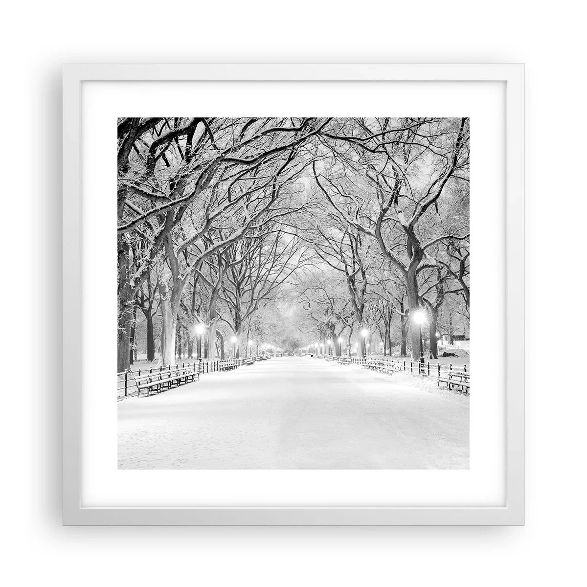 Poster în ramă albă - Cele patru anotimpuri – iarna - 40x40 cm
