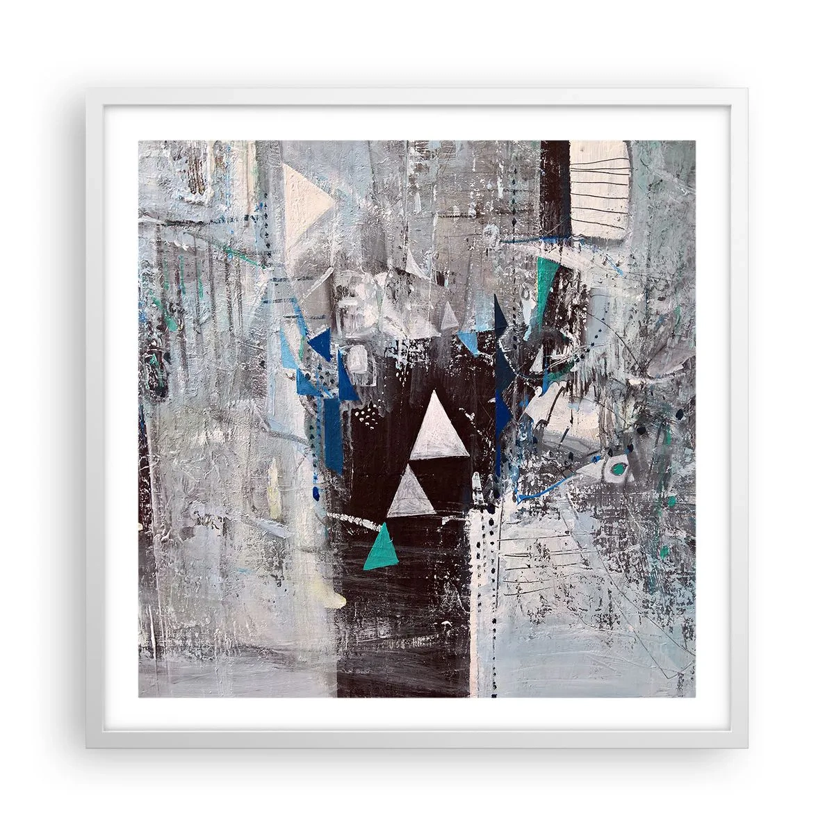 Poster în ramă albă - Ordinea superioară a triunghiurilor - 60x60 cm