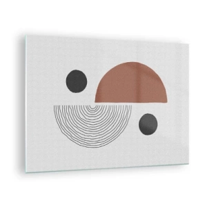 Tablou pe sticlă - Figuri geometrice pe un fundal deschis într-un stil abstract - 70x50cm - Excelența roții - Decorațiune modernă pentru perete pentru living și dormitor ARTTOR