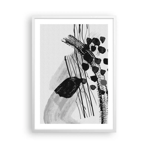 Poster în ramă albă - Abstracție organică în negru și alb - 50x70 cm