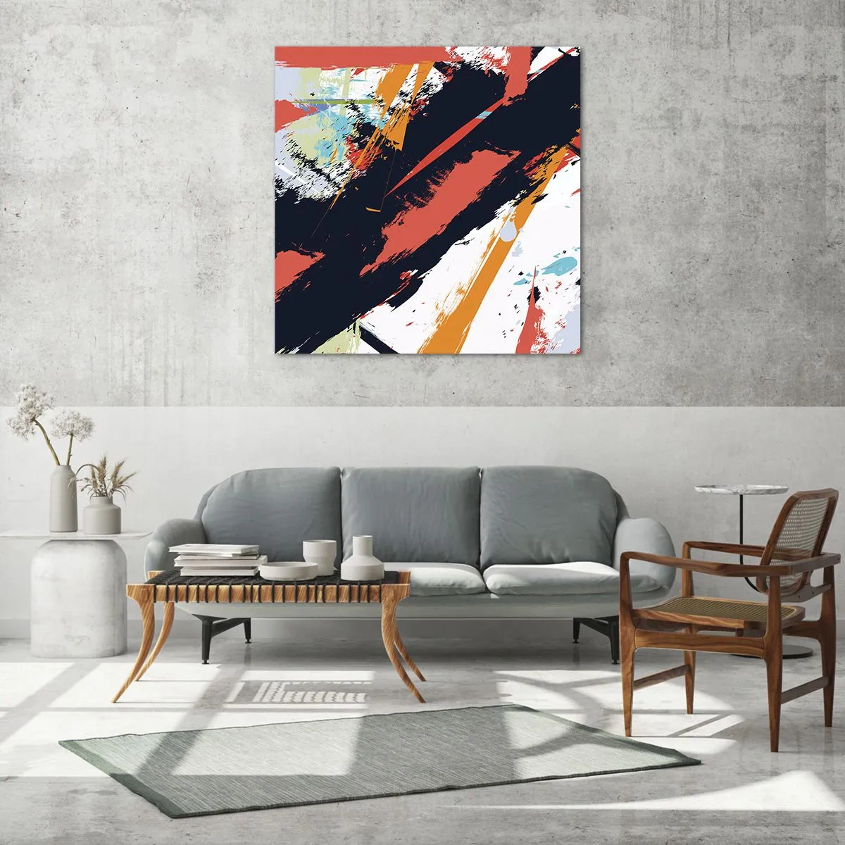 Tablou pe sticlă - Compoziție dinamică - 40x40 cm