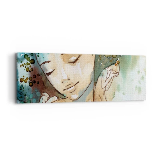 Tablou pe pânză - Lady în albastru - 90x30 cm