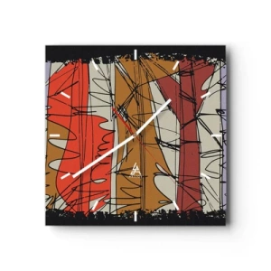 Ceas de perete - Ceas pe sticlă - Compoziție spontană - 40x40 cm