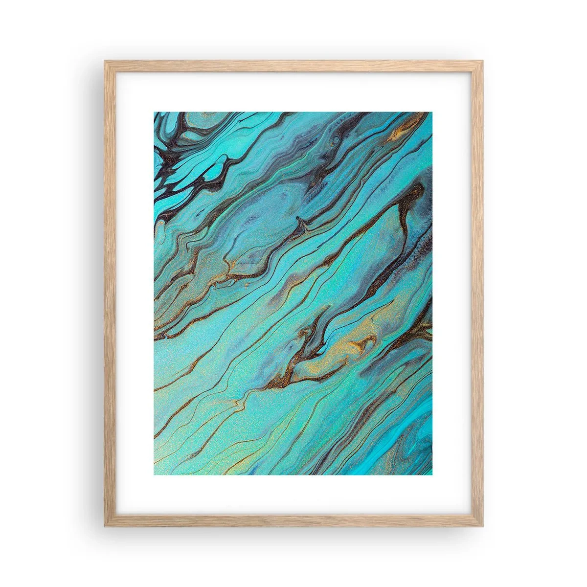 Poster în ramă de stejar deschis - Mareea turcoaz - 40x50 cm