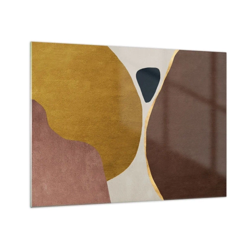 Tablou pe sticlă - O compoziție minimalistă de forme abstracte - 70x50cm - Abstracție - un loc în spațiu - Decorațiune modernă pentru perete pentru living și dormitor ARTTOR